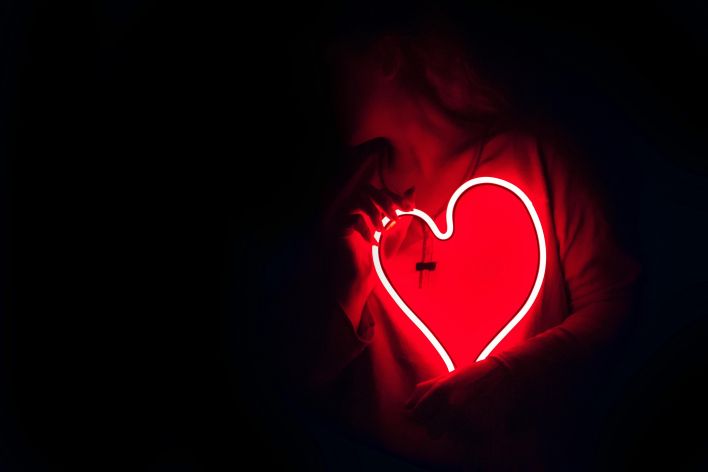 Heart-shaped Red Neon Signage